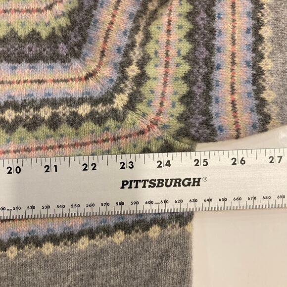 NWOT VINTAGE JONES NEW YORK SPORT Sweater Cardigan 1X Lambswool Aztec Fair Isle - Picture 6 of 8